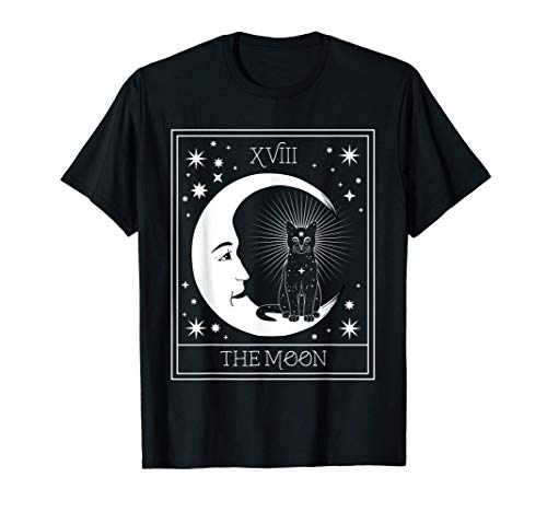 Carta del tarot Luna creciente y gráfico de gato negro Camiseta