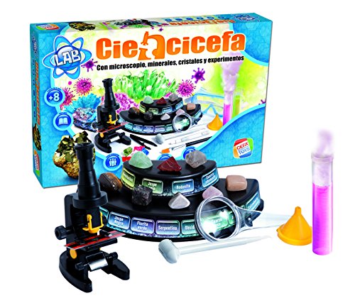 Cefa Toys- Ciencicefa 4 en 1 química, Cristales, microscopio y minerales (21752)