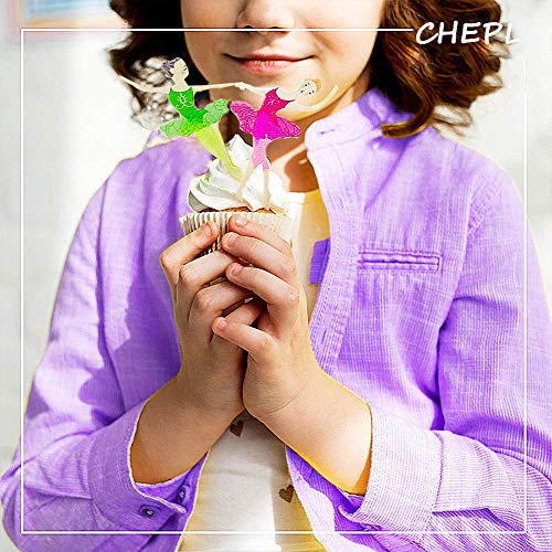 CHEPL 96PCS Cupcake Toppers Party Juego Decoración Pastel Chica de Ballet Adecuado Para Decorar Pastel Cumpleaños Baby Shower Birthday Boda Halloween