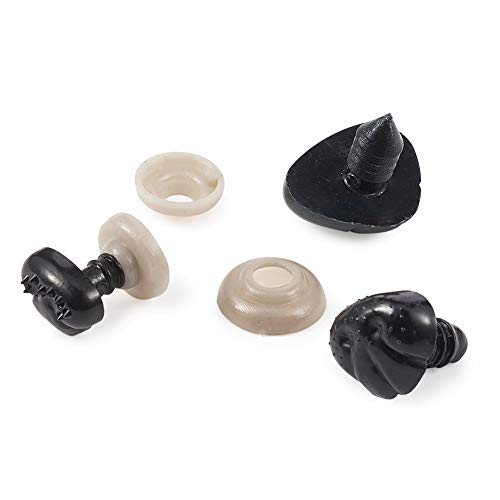 Cheriswelry 100sets de plástico negro nariz de seguridad manualidades con arandelas para bricolaje muñeca juguetes de peluche animales de peluche fabricación