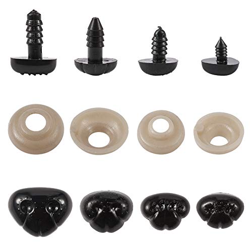 Cheriswelry 100sets de plástico negro nariz de seguridad manualidades con arandelas para bricolaje muñeca juguetes de peluche animales de peluche fabricación