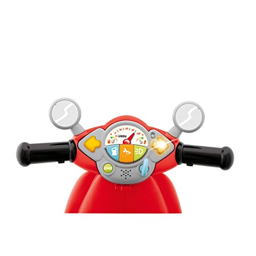 Chicco - Correpasillos Vespa con Forma de Moto Scooter y Volante electrónico, Color Rojo