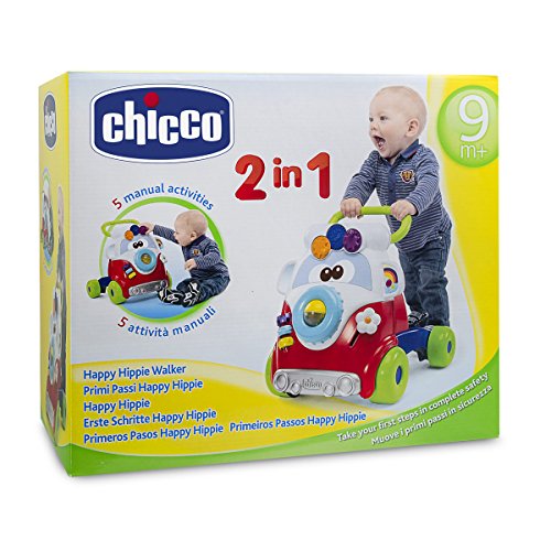Chicco- Happy Big & Small Andador Primeros Pasos con Actividades manuales, Divertido diseño Hippy, Multicolor, 33 x 42.5 x 37 cm (00005905100000)