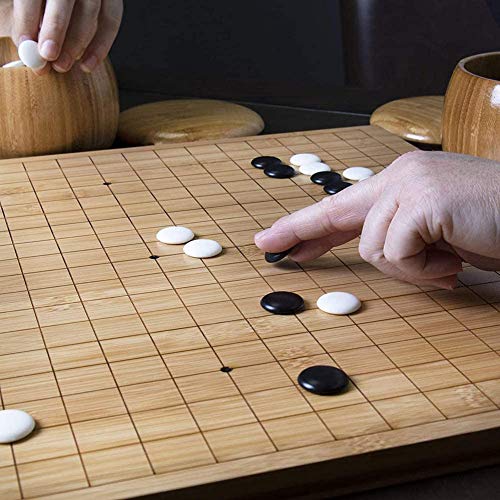 Chinese Go Chess 2 en 1 Go Game Juegos de mesa, 2 jugadores Go Game Set Weiqi Educational Games, Bamboo Chess Board 19x19 Grid, Go Chess Board Game Set, para jugadores de ajedrez y principiantes