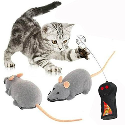 Cisixin Juguete Rata Gato con Control Remoto Inalámbrico para Gatos Perros Animales Domésticos Kid (Gris)