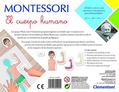 Clementoni- Montessori: El Cuerpo Humano Juego Educativo, Multicolor (55292)