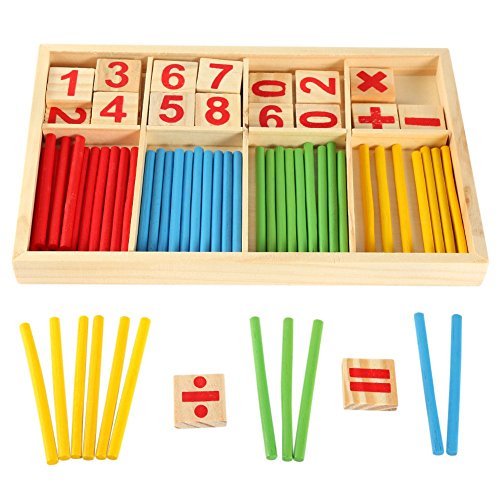 Colorido Juguetes de Madera Bloques de Construcción Contando los Palillos de Bambú para Niños, Preescolares Educativos de la Matemáticas