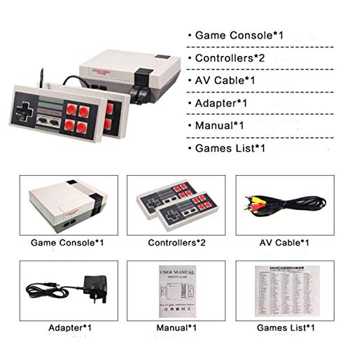 Consola de juegos retro con 4 botones, salida AV 620, consola de juegos mini retro de 8 bits, 2 mandos, juego portátil