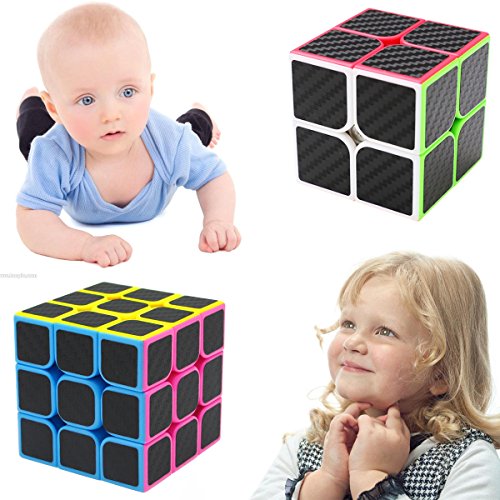 Coolzon Puzzle Cubes Megaminx + Pyraminx + 2x2x2 + 3x3x3 + Skewb 5 Pack in Giftbox Cubo Magico con Pegatina de Fibra de Carbono Velocidad