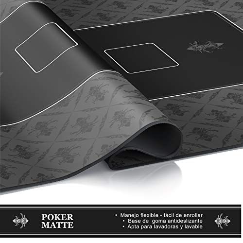 CSL-Computer tapete de Póker 100 x 60 cm - Profesional - Tamaño XXL - Parte Inferior revestida de Goma para un Agarre Estable - Lavable – Diseño de póker - Color Negro