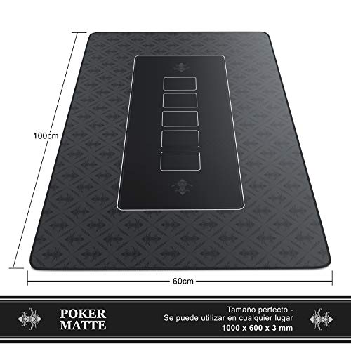 CSL-Computer tapete de Póker 100 x 60 cm - Profesional - Tamaño XXL - Parte Inferior revestida de Goma para un Agarre Estable - Lavable – Diseño de póker - Color Negro