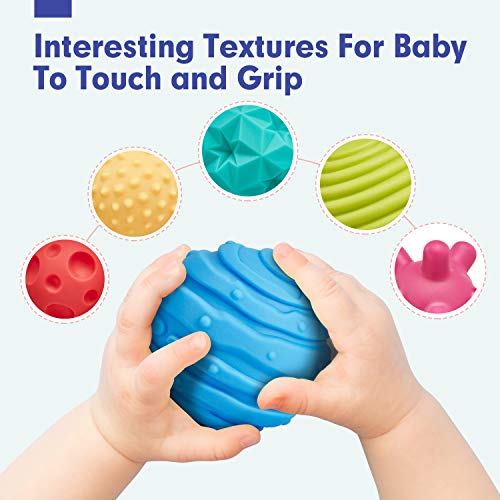 CubicFun Bolas Sensoriales para Bebés Juguetes Bebe 6 Meses a 1 año Multi Textura Pelota Sonajeros Bebe Infantil Pelotas de Masaje Mordedor sin BPA con Sonido, 7 Piezas