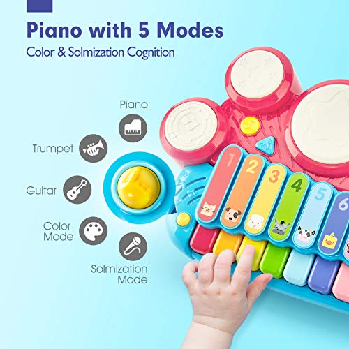 CubicFun Instrumentos Musicales Juguetes Bebes 1 año Piano Infantil Juego Tambor Teclado Piano y Xilófono Set, Juguete Musical Regalo Juguetes para Niños 2 3 4 5 años