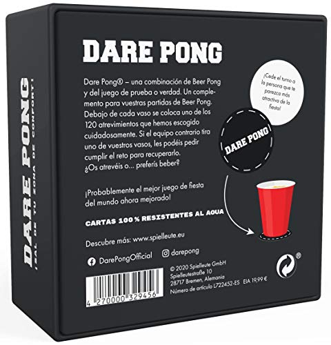 Dare Pong® - Una combinación de Beer Pong y de Prueba o Verdad. Juego para Beber ¡Novedad del 2021! Ideal para Fiestas, botellones, Festivales o como Regalo