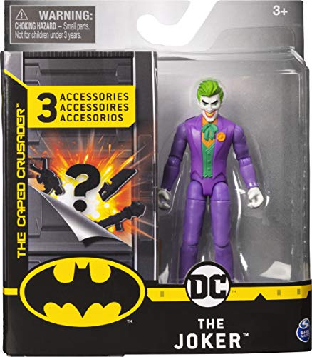 DC Comics Batman Figura de acción The Joker de 10 cm con 3 Accesorios misteriosos, Misión 1