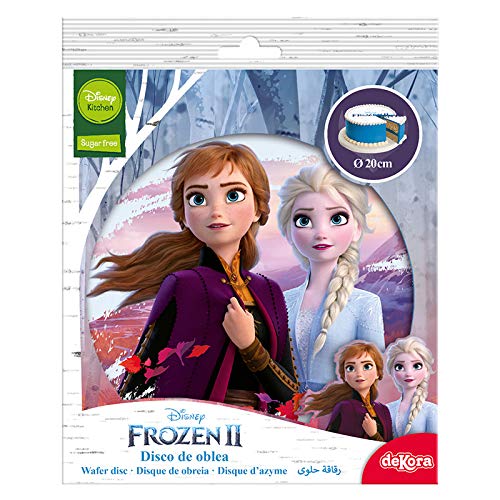 Dekora - Decoracion Tartas de Cumpleaños Infantiles en Disco de Oblea de Frozen II - Elsa y Anna
