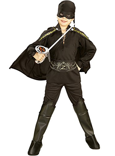 Disfraz de El Zorro para niño, caja con disfraz y accesorios, talla 3-4 años (Rubie's 41043-S)