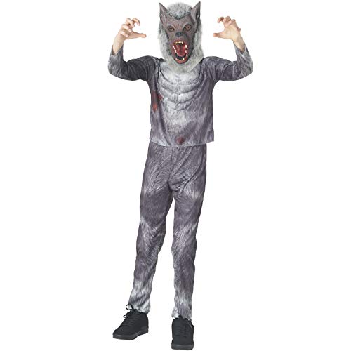 Disfraz Deluxe de Hombre Lobo para niños. Disfraz de Lobo de Calidad para Chico, Talla M (de 6 a 8 años)