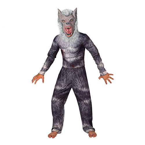 Disfraz Deluxe de Hombre Lobo para niños. Disfraz de Lobo de Calidad para Chico, Talla M (de 6 a 8 años)