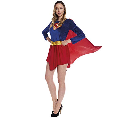 Disfraz Superheroína con Capa Girl Super Mujer【Tallas Adulto S a L】[Talla M] | Disfraces Mujer Superhéroes Carnaval Halloween Regalos Chicas Cosplay Cómics