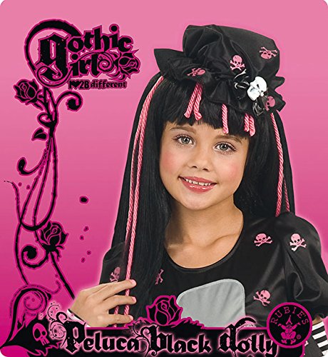Disney I-52559 - Peluca negra y rosa para disfraz infantil