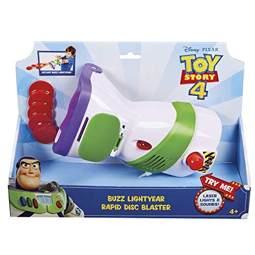 Disney Toy Story 4 Superlanzadiscos de Buzz, juguetes niños +4 años, (Mattel GDP85)