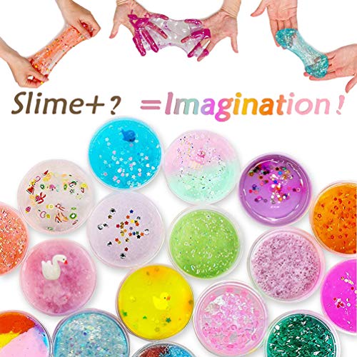 DIY Slime Kit para Niñas Niños, Fabrica de Slime con 18 Colores Crystal Slime, Resplandor en el Polvo Oscuro, Polvo de Brillo y Más para Los Amantes del Unicornio Juguete Niños 5+Años