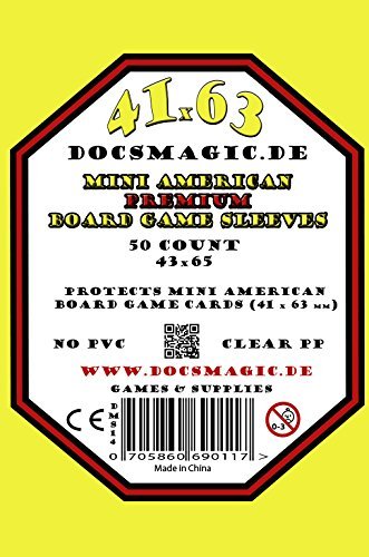 docsmagic.de 500 Premium Mini American Board Game Sleeves - 41 x 63 - 10 Packs - Small US - 43 x 65