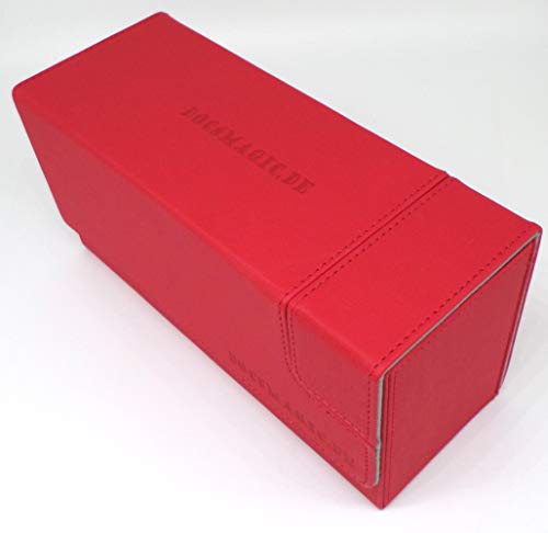 docsmagic.de Premium Magnetic Tray Long Box Red Small - Card Deck Storage - Caja Roja
