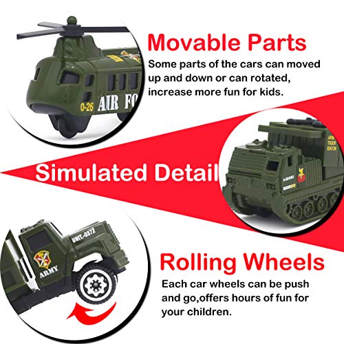 Dreamon Vehículo Militar Mini Modelo Construcción Vehículo de Juguete para Niños 3 4 5 años ,Conjunto de 6