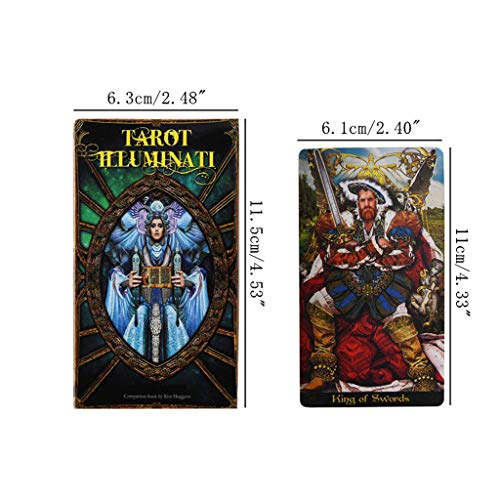 E-HONER Tarot Illuminati Kit 78 Tarjetas Deck Adivinación Destino Familia Fiesta Juego de Mesa Juguete