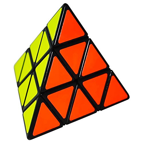EASEHOME Triángulo Piramide Speed Magic Puzzle Cube, Pyraminx Rompecabezas Cubo Mágico PVC Pegatina para Niños y Adultos, Negro