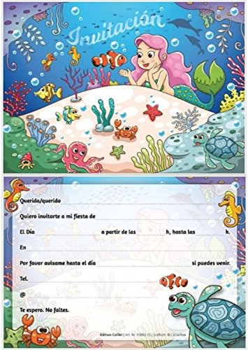 Edition Colibri 10 Invitaciones en español “Sirenas“ (Jgo. 2): Juego de 10 Invitaciones para el cumpleaños de niña / Fiesta en la Piscina / natación (10965 ES)