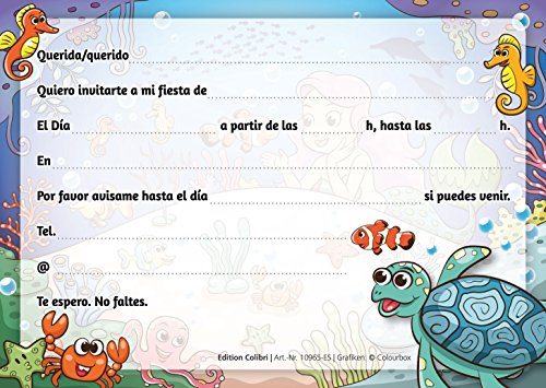 Edition Colibri 10 Invitaciones en español “Sirenas“ (Jgo. 2): Juego de 10 Invitaciones para el cumpleaños de niña / Fiesta en la Piscina / natación (10965 ES)
