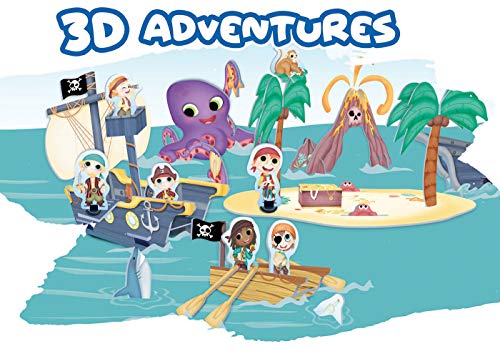 Educa Borrás-3D Adventures Playset, construye tu Universo 3D de Piratas, Juego Educativo para niños, a Partir de 4 años, Color variado (18227) , color/modelo surtido