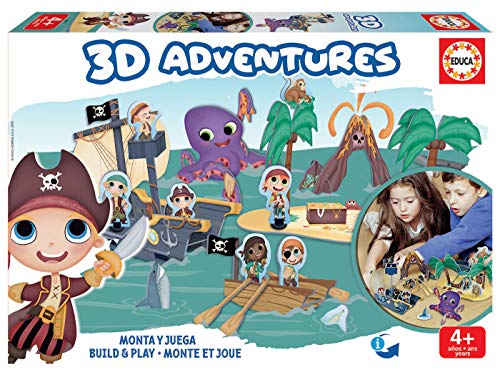 Educa Borrás-3D Adventures Playset, construye tu Universo 3D de Piratas, Juego Educativo para niños, a Partir de 4 años, Color variado (18227) , color/modelo surtido