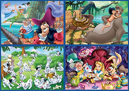 Educa- Disney Aladdin, El Libro de la Selva, Alicia, Peter Pan Conjunto de Puzzles Progresivos, Multicolor (18105)