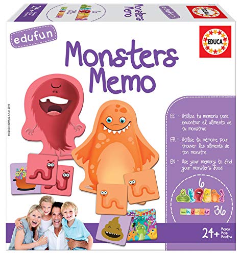 Educa- Edufun Monsters Memo Juego de Mesa para niños: Alimenta a tu monstruito con Sus bichos, a Partir de 24 Meses (18126)