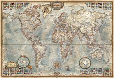 Educa-El Mundo, mapa político Miniature Puzzle, 1000 Piezas, multicolor (16764)