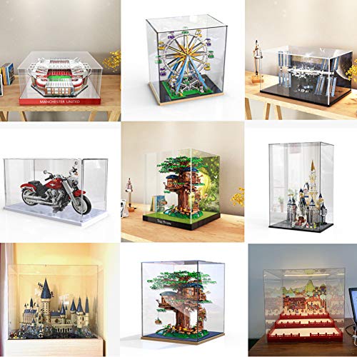 Elepure - Caja de cristal acrílico transparente para colección Lego – Figura mejorada, expositor, caja de exhibición antipolvo con base para juguetes Mini figuras (blanco, 25 x 25 x 40 cm)