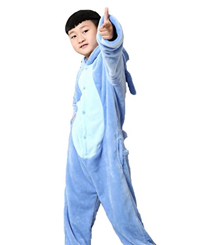 emmarcon Pijama de animales de niños para disfraz de carnaval, Halloween, fiesta de cosplay, unisex Stitch Blu 4-5 Años