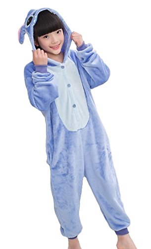 emmarcon Pijama de animales de niños para disfraz de carnaval, Halloween, fiesta de cosplay, unisex Stitch Blu 4-5 Años
