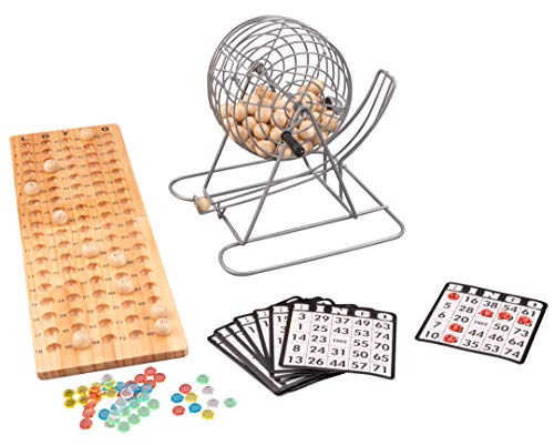 Engelhart - 360567 - Tombola Lotto/Bingo lotería familiar - Bolillero metalico 18 cm, 90 Bolillas y accessorios