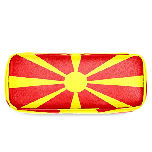 Estuche de piel sintética con diseño de la bandera de Macedonia, color Multi01. 19x7.5x3.8cm/7.5x3x1.5in