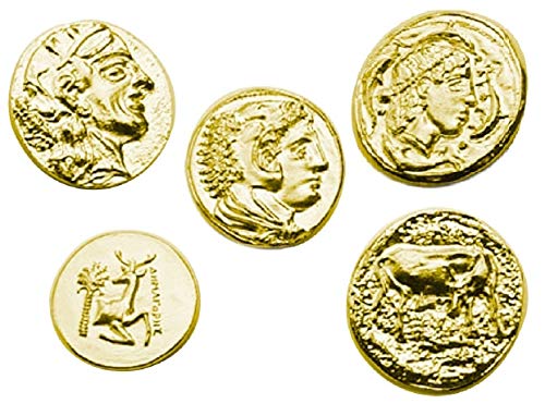 Eurofusioni Monedas Griegas Antiguas chapada de Oro - Reproducción Tetradrachm - Set 5 Piezas
