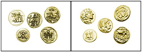 Eurofusioni Monedas Griegas Antiguas chapada de Oro - Reproducción Tetradrachm - Set 5 Piezas