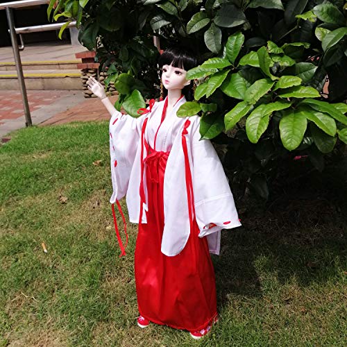 EVA BJD Chica Brujas Japonesa 1/3 BJD Muñeca 24.4in 62 Cm Kimono Muñecas Articuladas + Accesorio Completo Ji Gong Muñecas Femeninas Decoración Inuyasha
