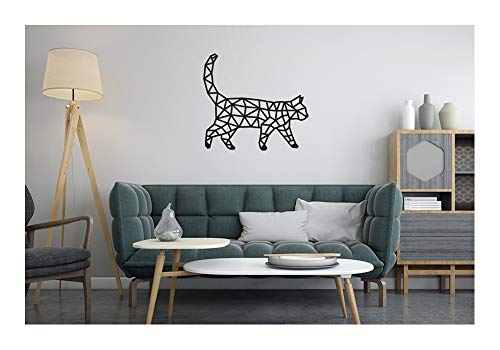 EWA Eco-Wood-Art-Cat Madera Interior y diseño-Rompecabezas Poligonal Gato-Recuerdo, Regalo, Cocina, Decoración del hogar, Interior-260 Piezas, Color Naturaleza