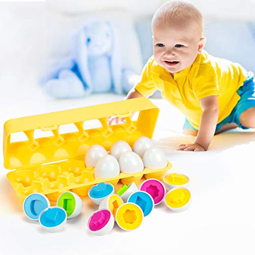 EXTSUD Huevos de Pascua Juguete Educativo para Niños 1 a 4 Años Juego de Reconocimiento de Color y Forma Puzzle, Ideal para Desarrollar Habilidades de Reconocimiento de Forma y Color