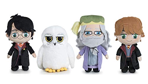 Famosa Softies Harry Potter - Pack 4 Peluches 7'87"/20cm Harry Potter Ministerio de Magia + Ron Weasley + Dumbledor + Hedwig Calidad Super Soft